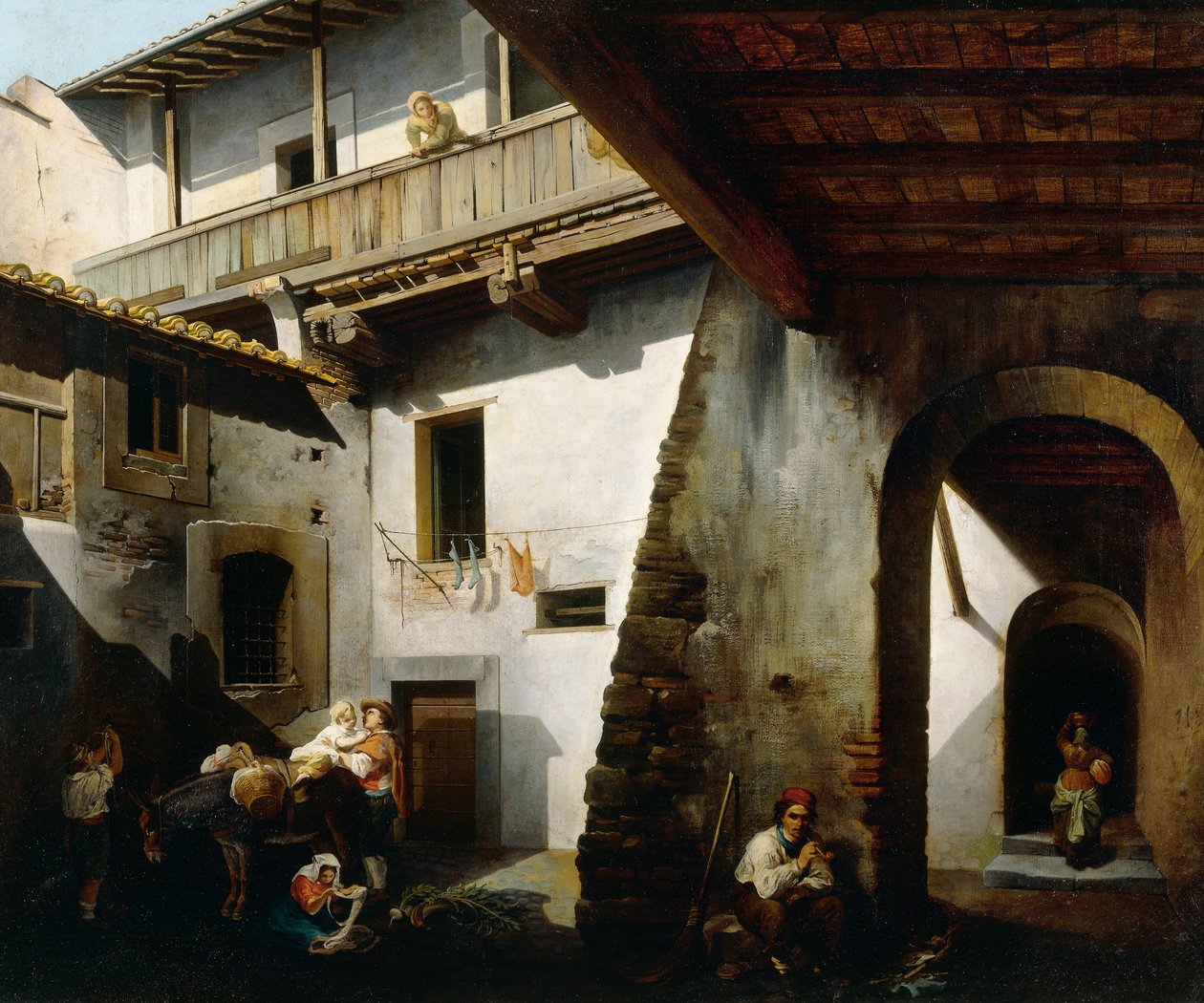 切萨雷-科盖蒂（Cesare Coghetti，活跃于 1850-1899 年）创作的《有农民的客栈》（Inside inn with peasants）。 作者 切萨雷·科格蒂（Cesare Coghetti）