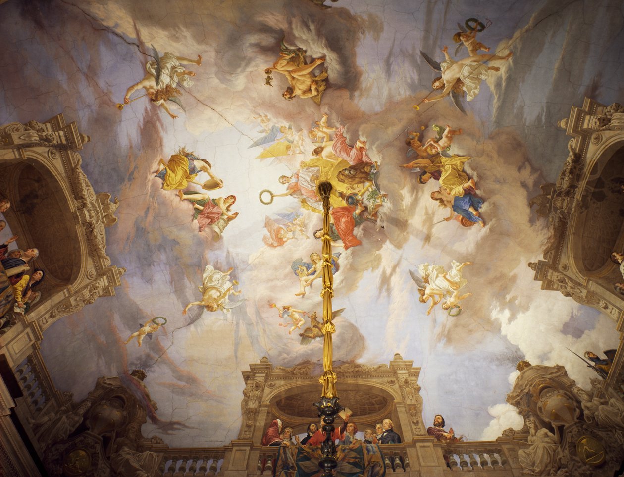 意大利的寓言，切萨雷-马里亚尼（1826-1901）的壁画，罗马金融宫（Palazzo delle Finanze）多数人厅的天花板。意大利 作者 切萨雷·马里亚尼