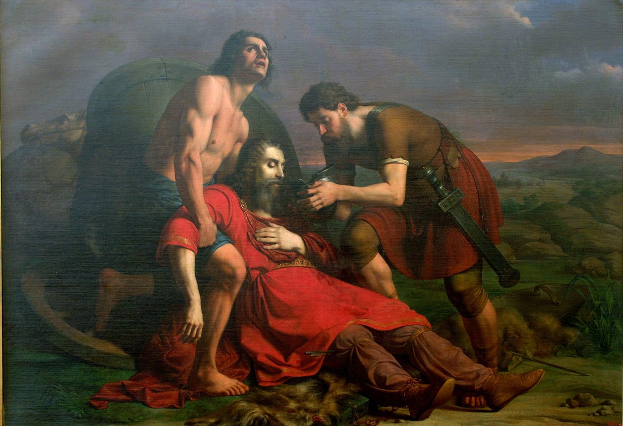 Polystratos和垂死的大流士，1837年 作者 切萨雷·马西尼