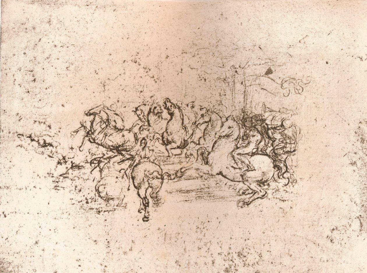 Anghiari战役（c1505-c1523 1883）漫画的部分副本 作者 塞萨雷达塞斯托