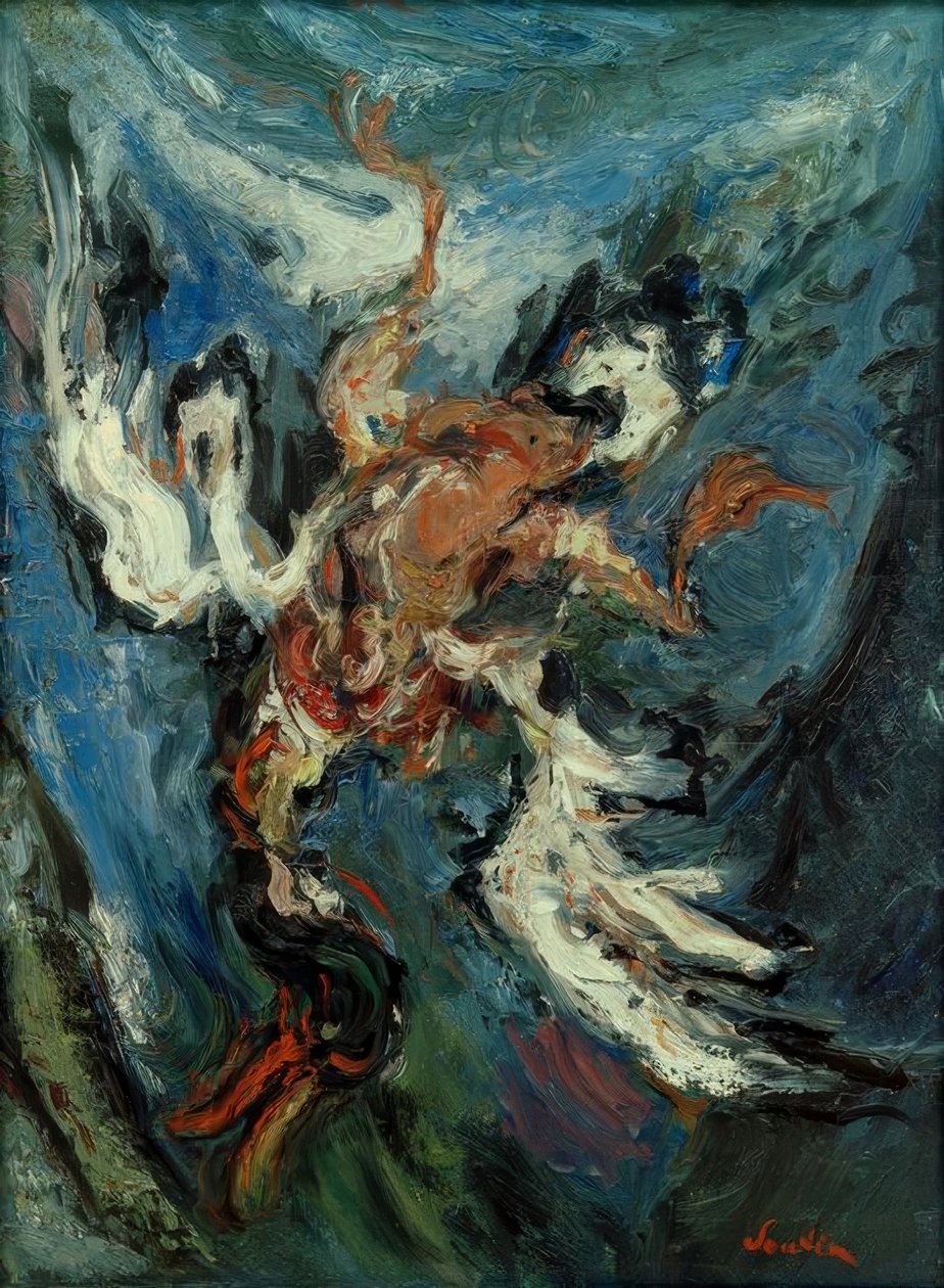 Ch.Soutine，在蓝色背景的鸭子 作者 Chaim Soutine
