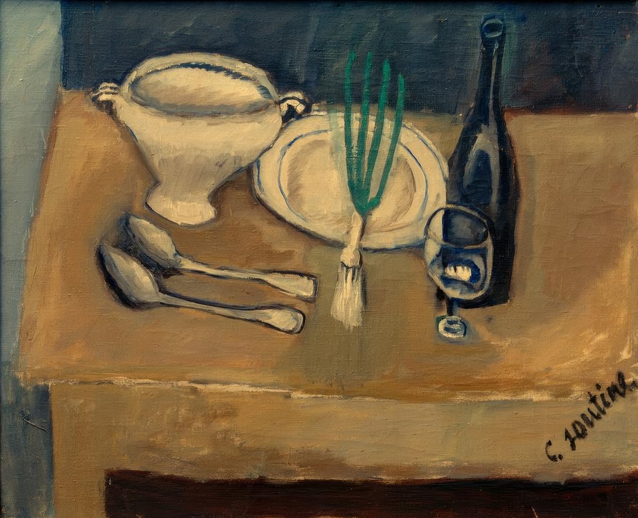Ch.Soutine，静物与汤陶罐 作者 Chaim Soutine