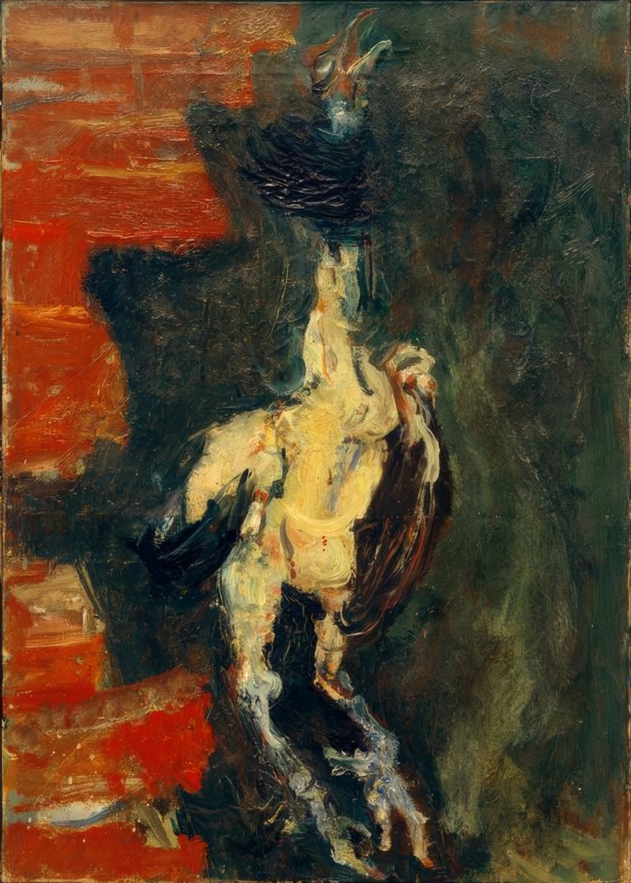 鸡，挂在砖墙前 作者 Chaim Soutine