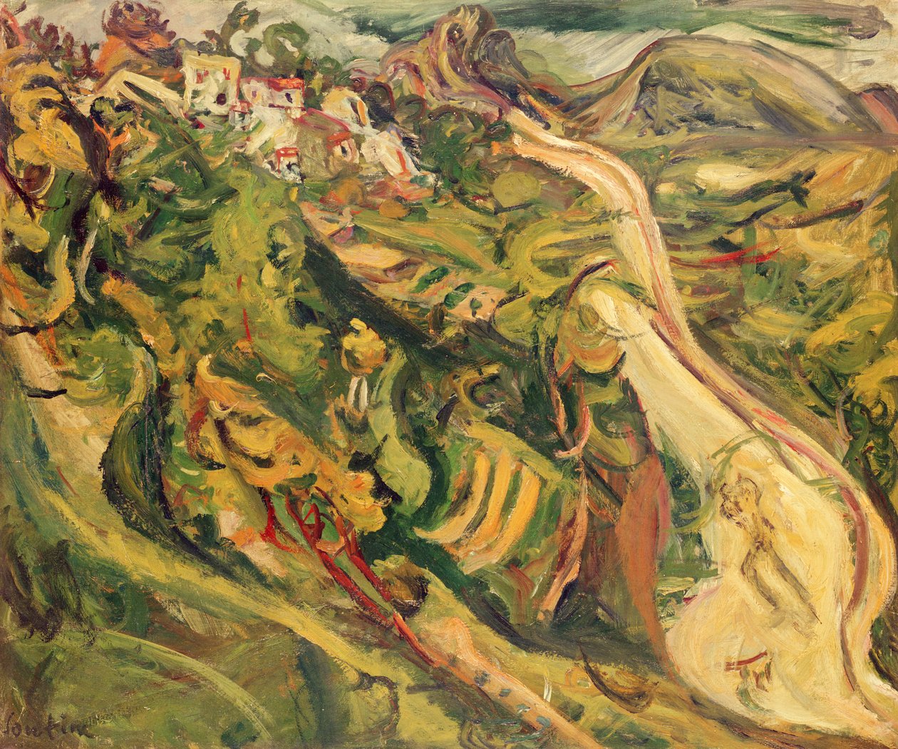 风景 - 道路，1922年 作者 Chaim Soutine