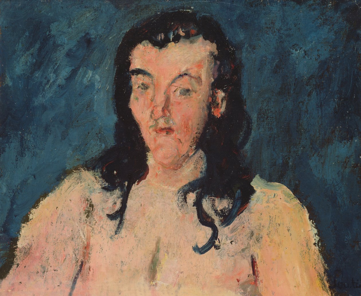 躯干与蓝色背景，1927-28 作者 Chaim Soutine