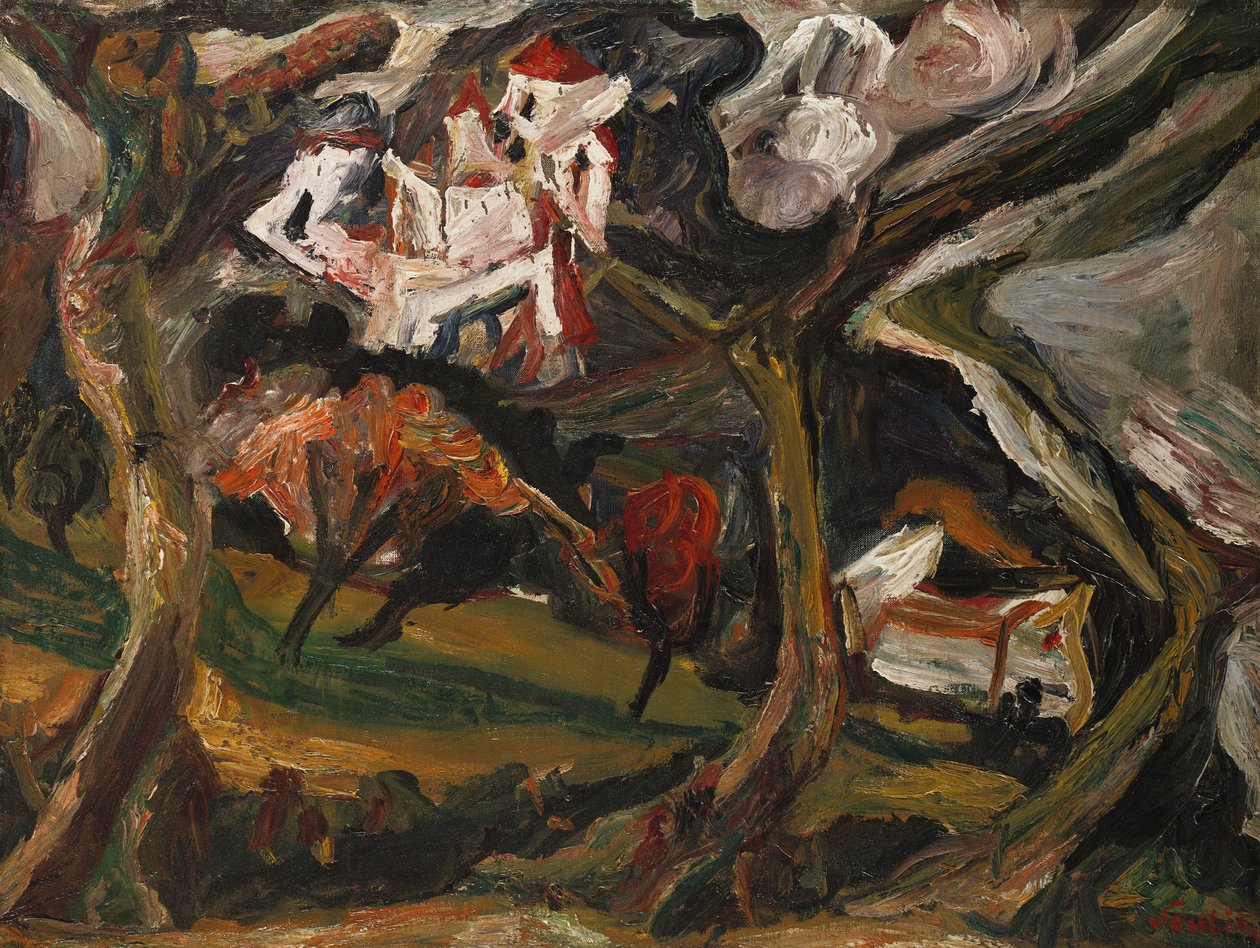 风景，约1919年（布面油画） 作者 Chaim Soutine