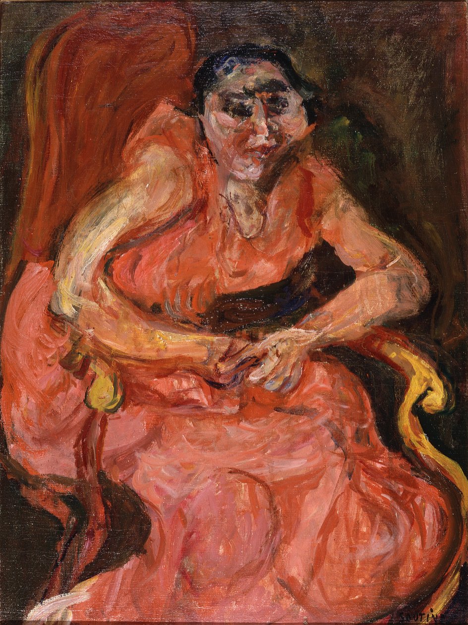 粉红女郎》，约 1924 年（布面油画） 作者 Chaim Soutine