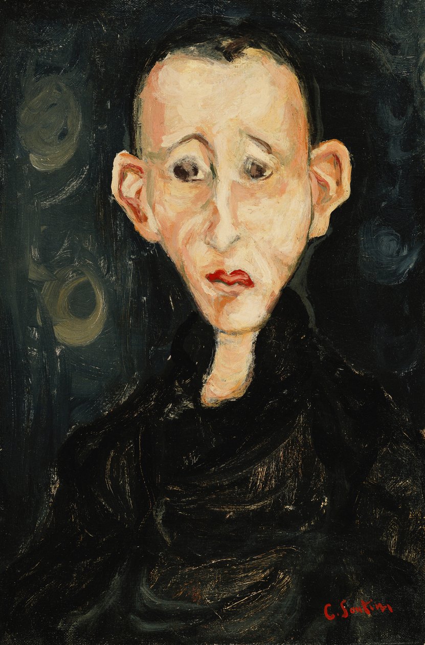 黑暗中的年轻人； Le Garcon en Noir，1924年 作者 Chaim Soutine