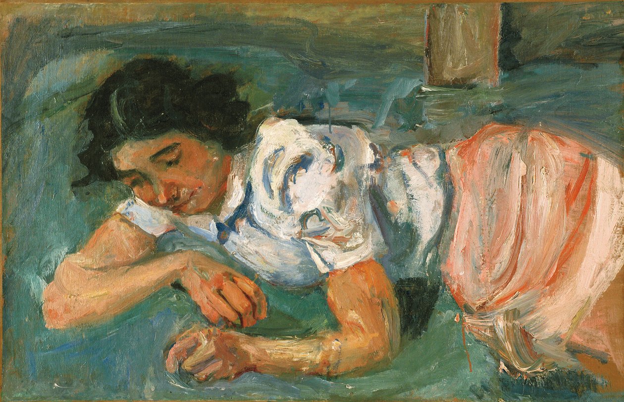 躺在草地上的年轻女子 作者 Chaim Soutine