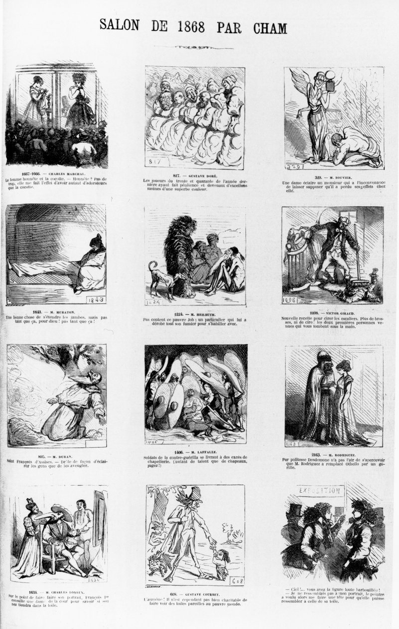 1868年巴黎沙龙的沙龙漫画，来自1868年5月31日的“Le Charivari”杂志 作者 湛