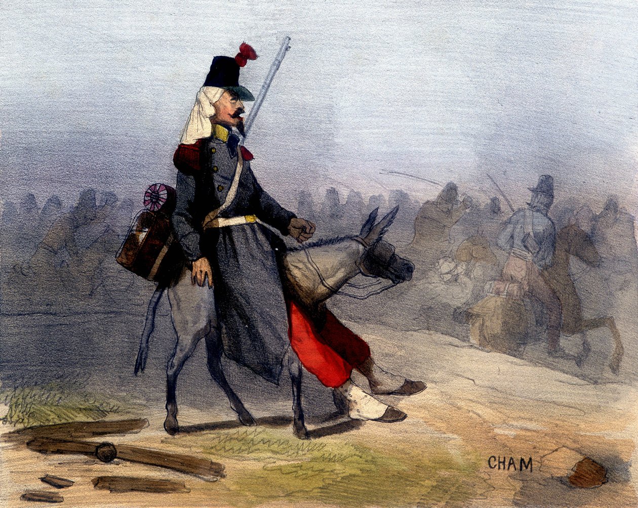 这些阿拉伯人：很难让他们不想把我们一个人留在家里——在 Cham 的“A la guerre comme à la guerre”中，deb。 19世纪 作者 Amedee de Noe (占婆)