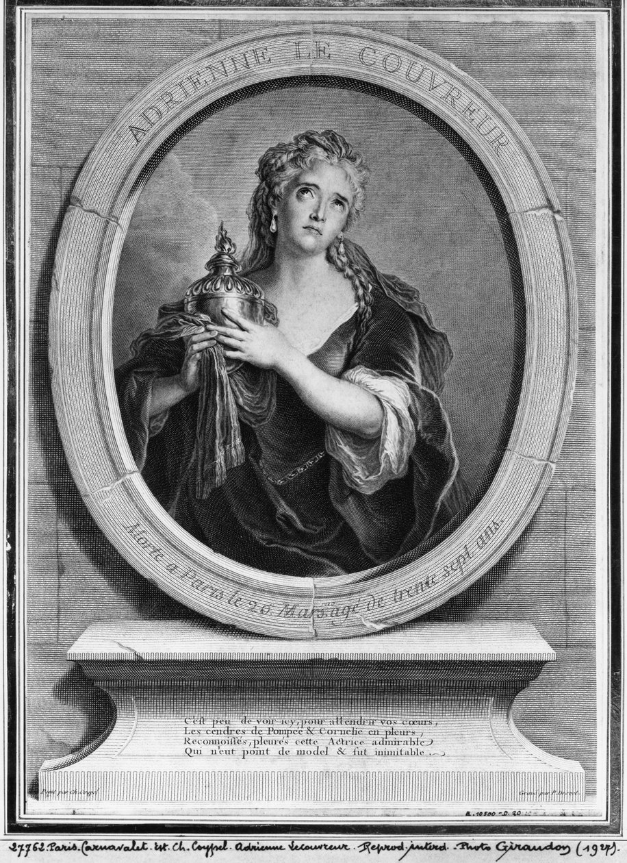 Adrienne Lecouvreur（1692-1730）由Pierre Drevet雕刻 作者 查尔斯·安托万·科佩尔