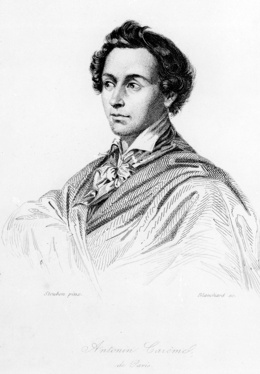 Marie-Antoine Careme，1833年由Blanchard雕刻的“法国烹饪艺术”的主题 作者 卡尔·冯·斯图本