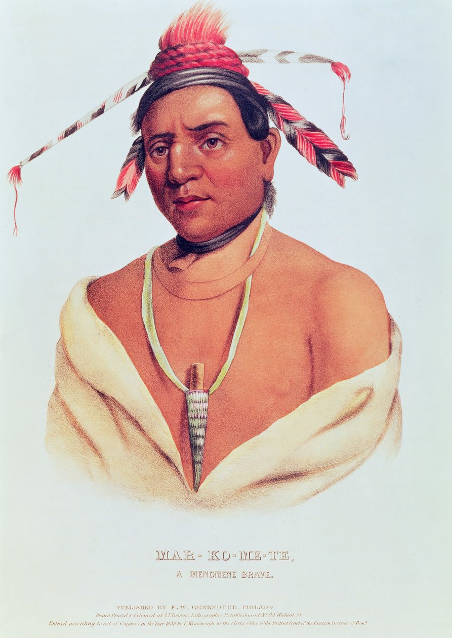 Mar-Ko-Me-Te，A Menomene Brave的肖像，1838年 作者 查尔斯·伯德·金