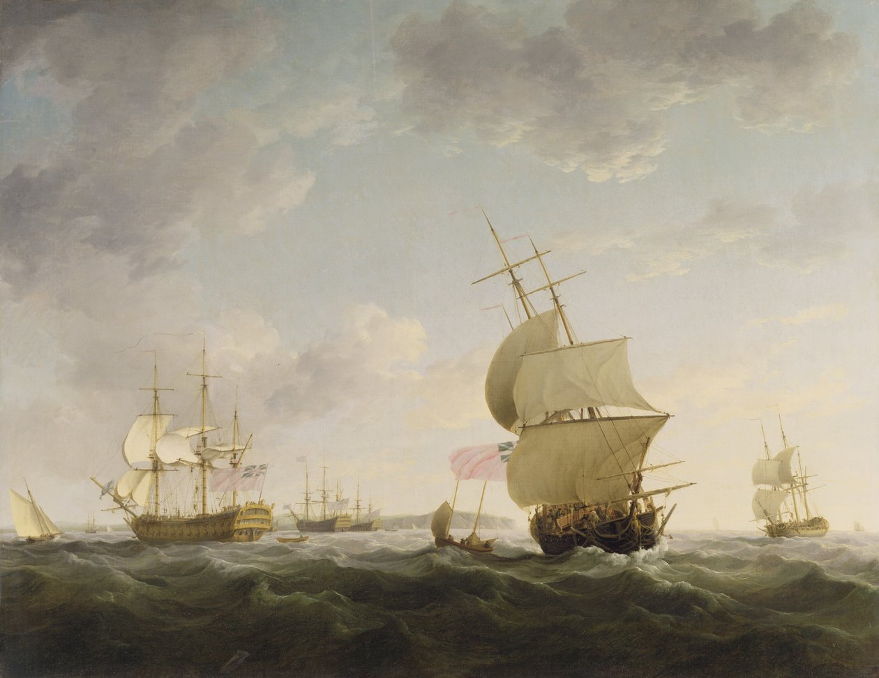 在英吉利海峡航运，c.1755 作者 查尔斯·布鲁金