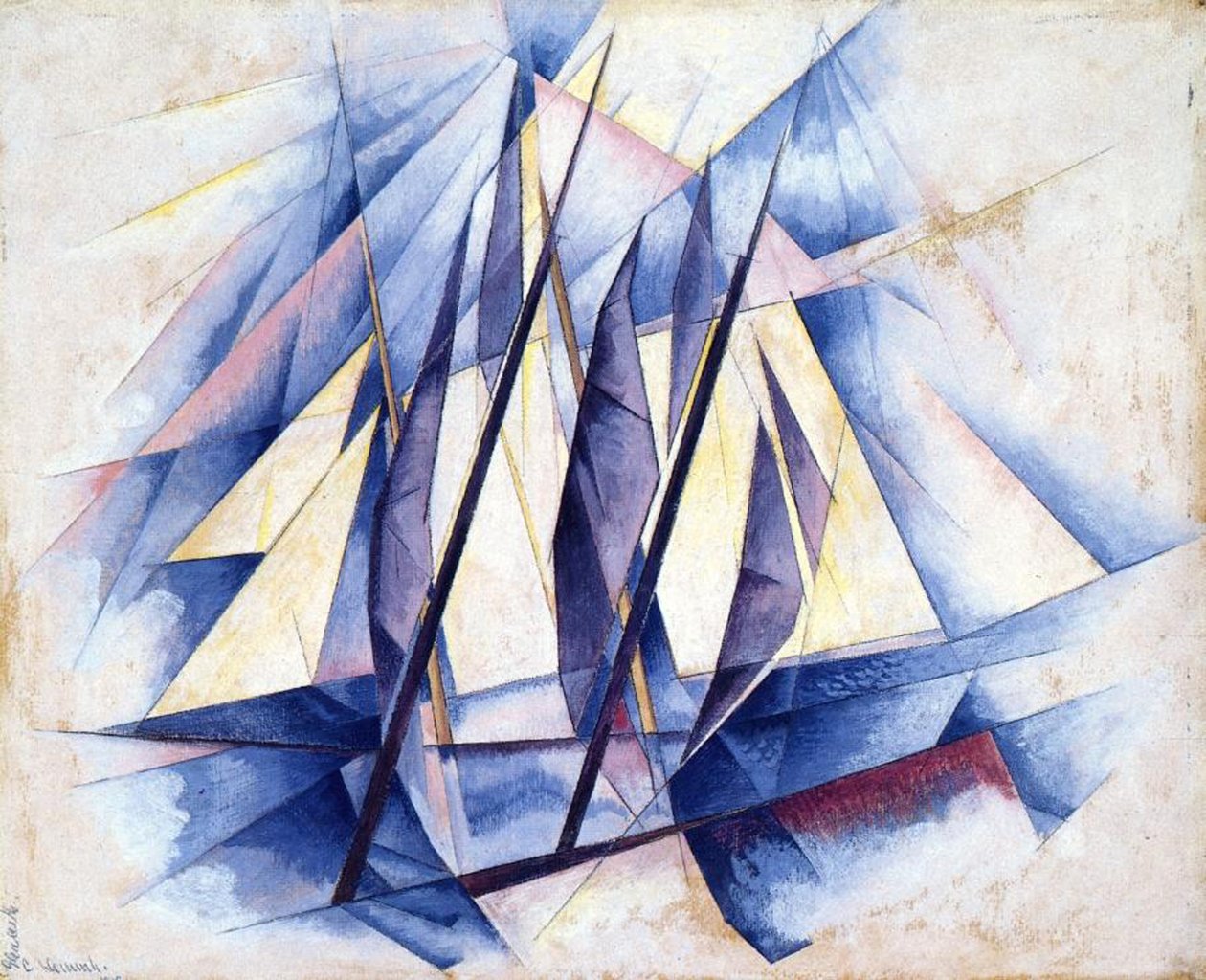 帆船，1919年（面板上的蛋彩画） 作者 查尔斯·德穆斯