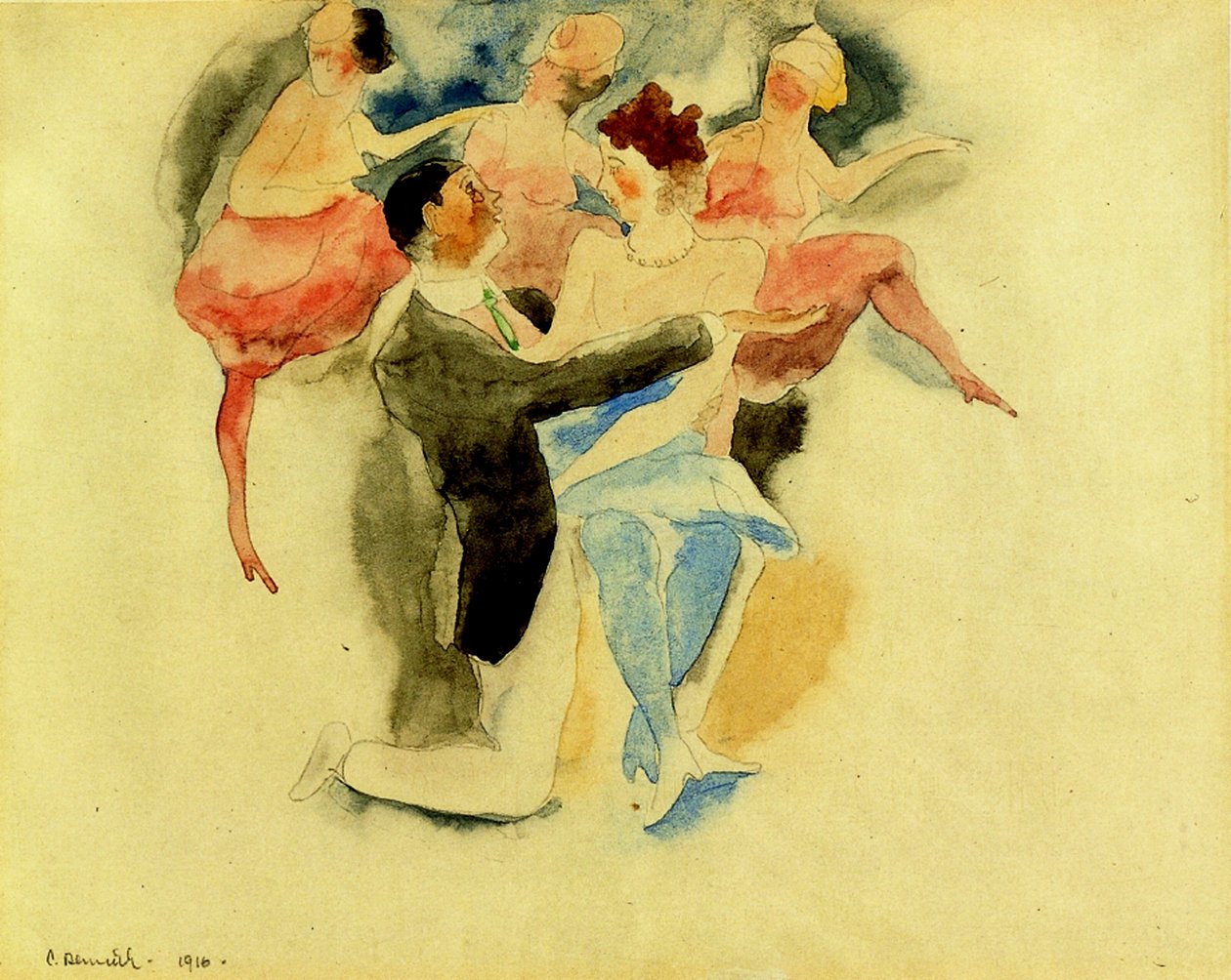 歌舞杂耍，1916年（wc和铅笔在纸上） 作者 查尔斯·德穆斯