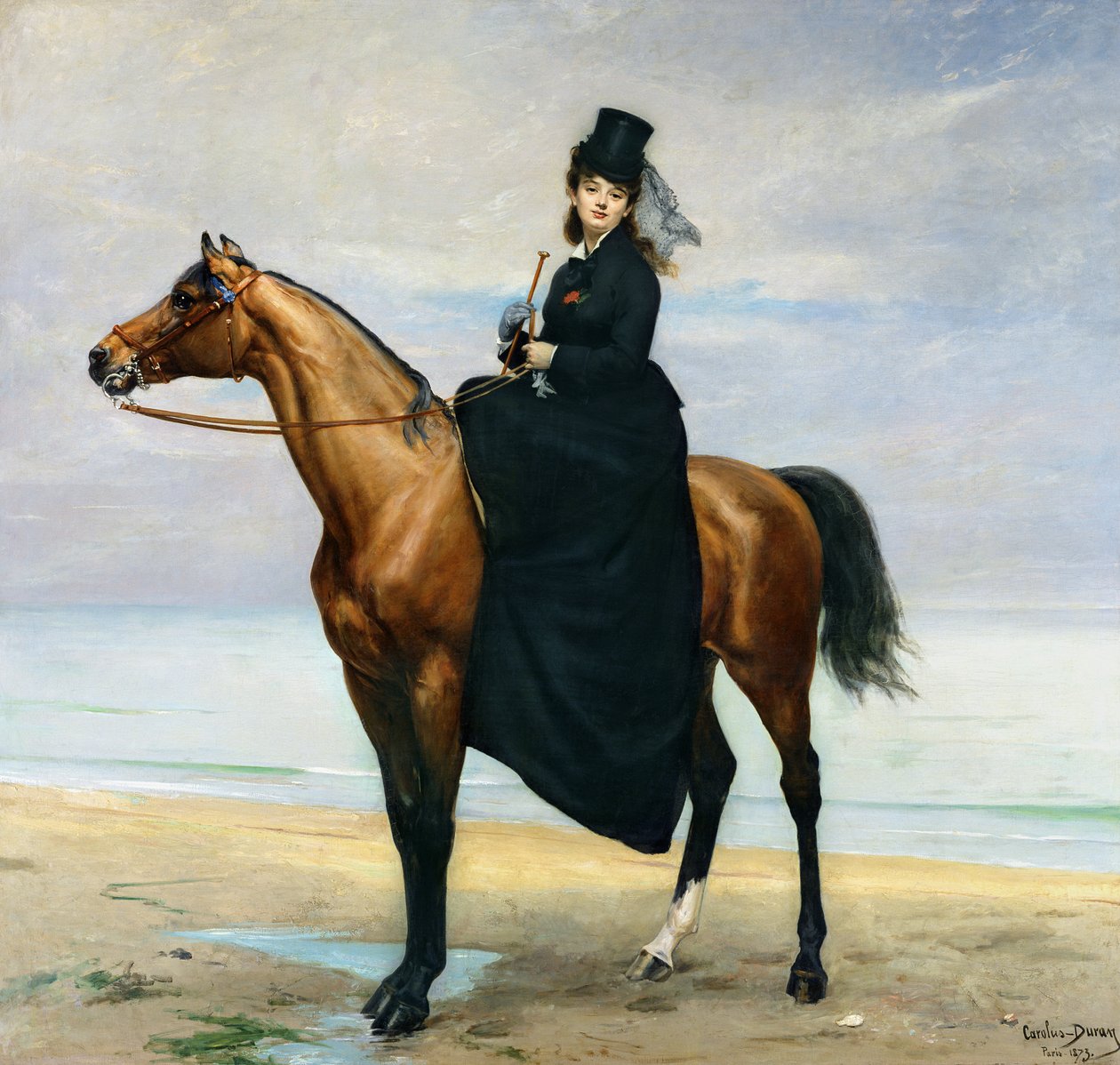1873年Mademoiselle Croizette的马术肖像 作者 查尔斯·埃米尔·奥古斯特·卡洛勒斯·杜兰