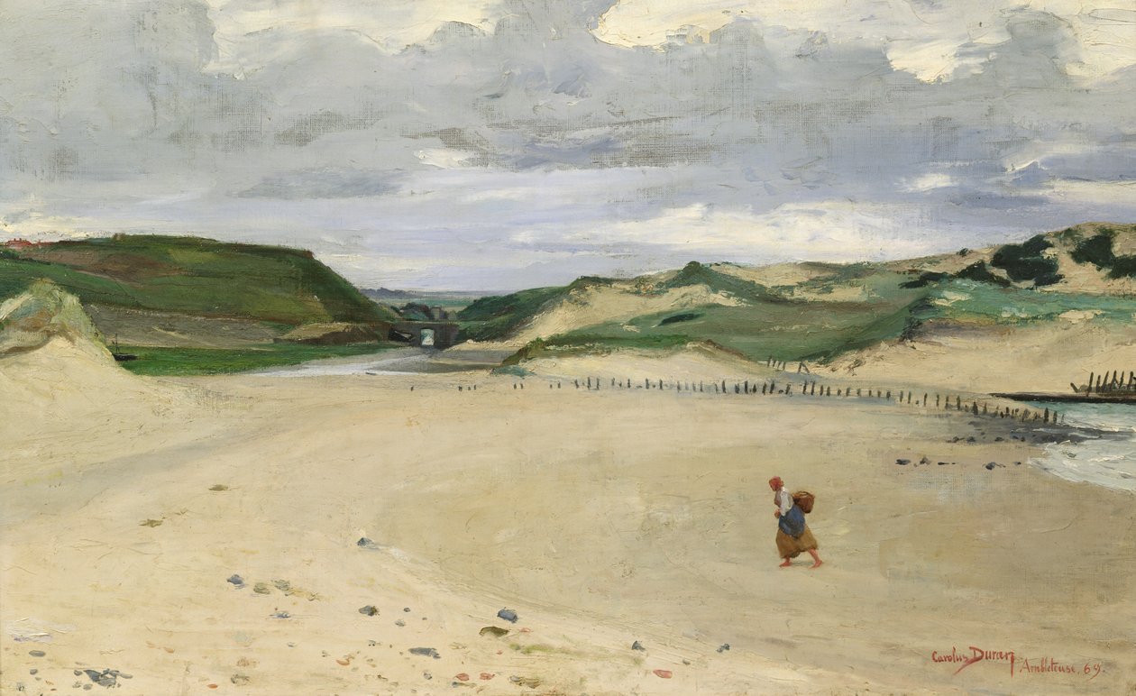 Ambleteuse的海滩，1869年 作者 查尔斯·埃米尔·奥古斯特·卡洛勒斯·杜兰