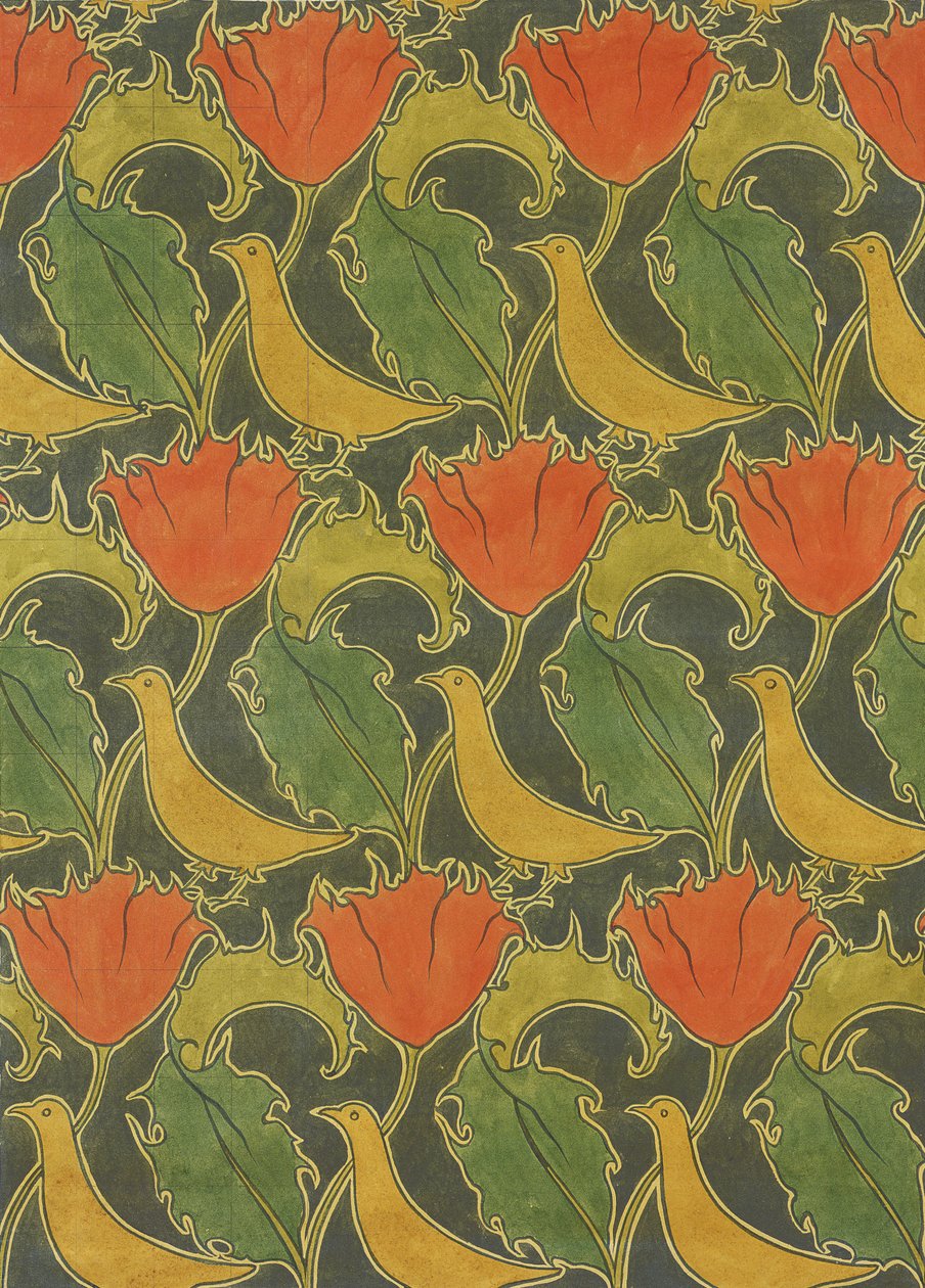 Voysey Birds，19世纪末（wc和铅笔在纸上） 作者 查尔斯·弗朗西斯·安妮斯利·沃西