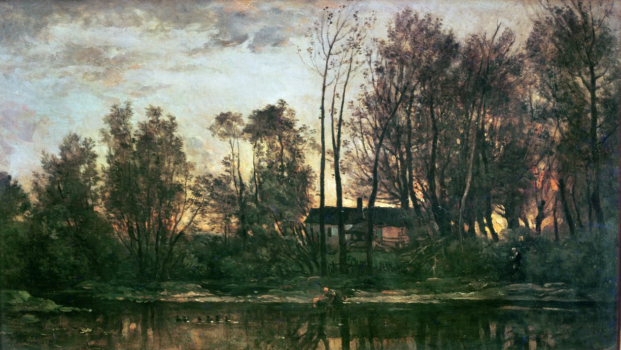 日落，Bas-Meudon（Hauts-de-Seine），1869年 作者 查尔斯·弗朗索瓦·杜比尼