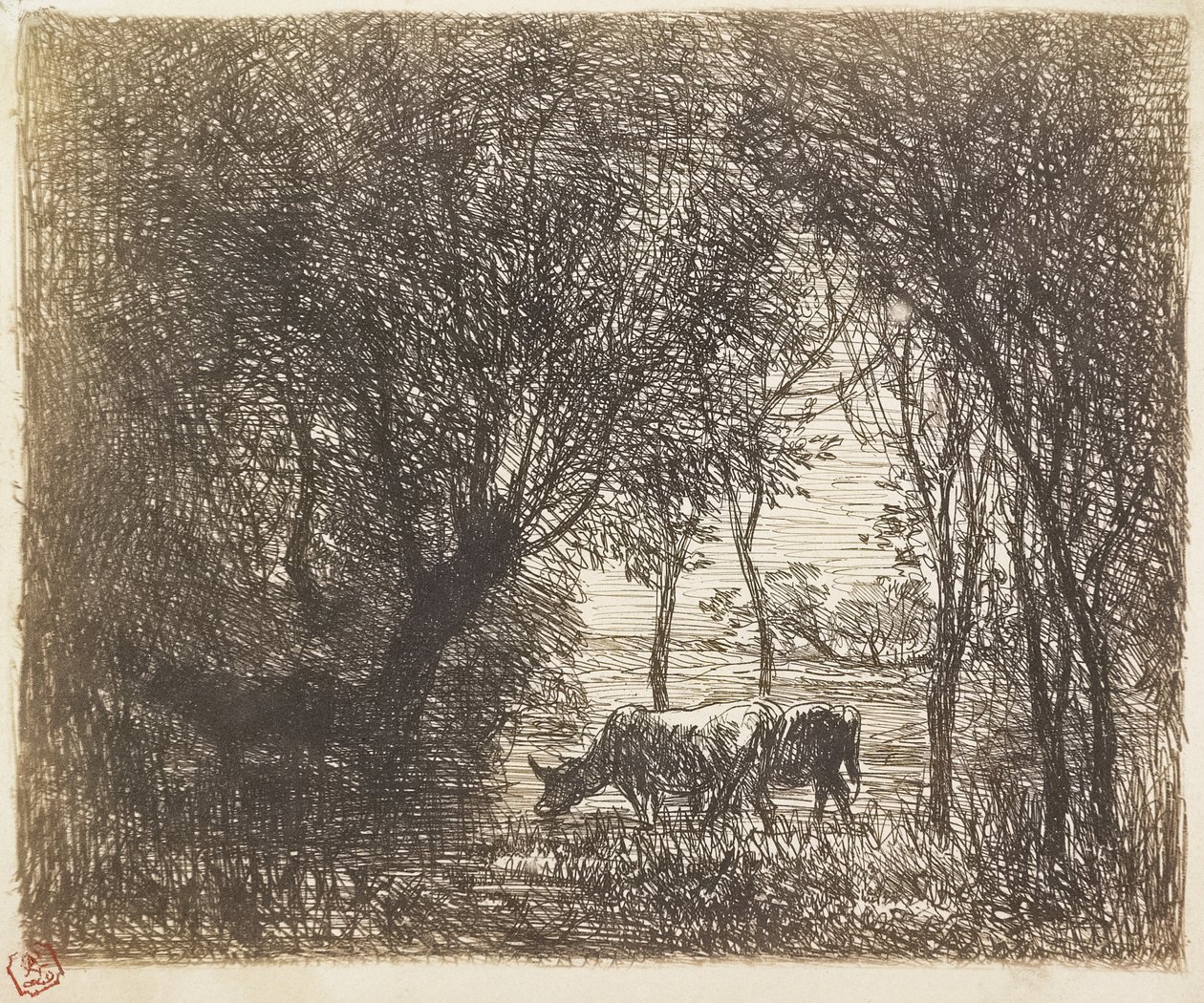 1862年，木材中的奶牛 作者 查尔斯·弗朗索瓦·杜比尼