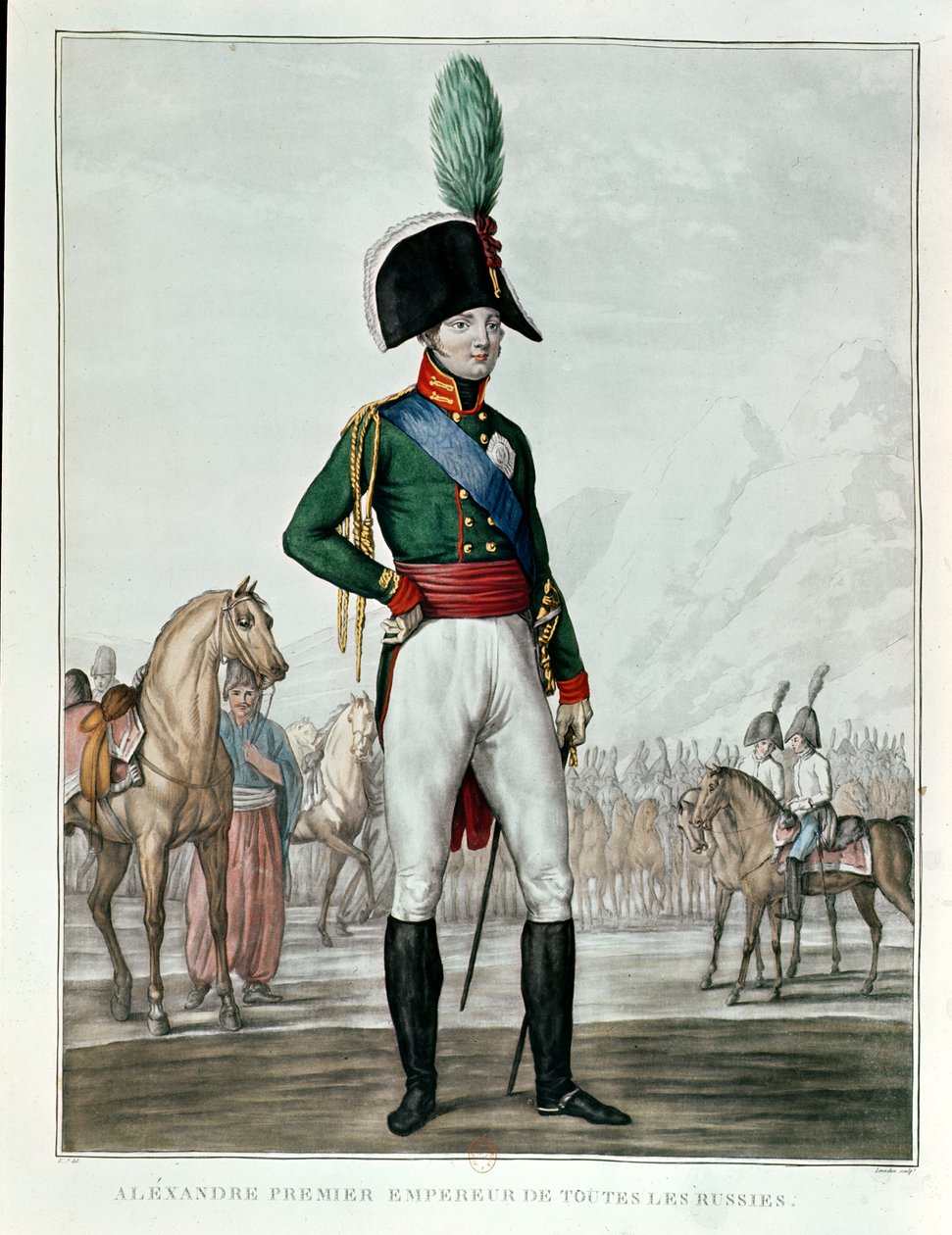 Alexander I Pavlovich（1777-1825）与他的军队的肖像 作者 查尔斯·弗朗索瓦·加布里埃尔·列瓦切兹
