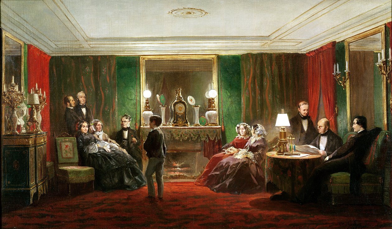 一个沙龙的内部在Rue de Gramont，1858年 作者 查尔斯·吉罗
