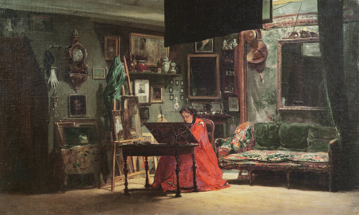 公主Mathilde Bonaparte（1820-1904）在她的工作室 作者 查尔斯·吉罗