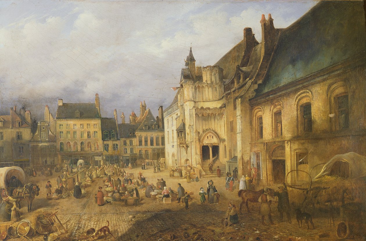 Hotel de l&39;Hotel de Ville，Saint-Omer，1832年的景色 作者 查尔斯·古雷