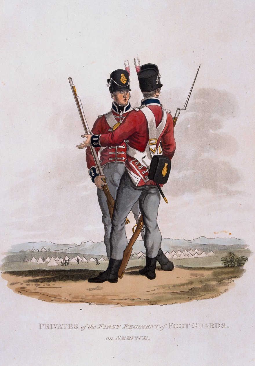 英国帝国军队服役第一团的私人保护，根据最新规定1812&39;，由JC Stadler雕刻，由Colnaghi和C出版 作者 查尔斯·汉密尔顿·史密斯