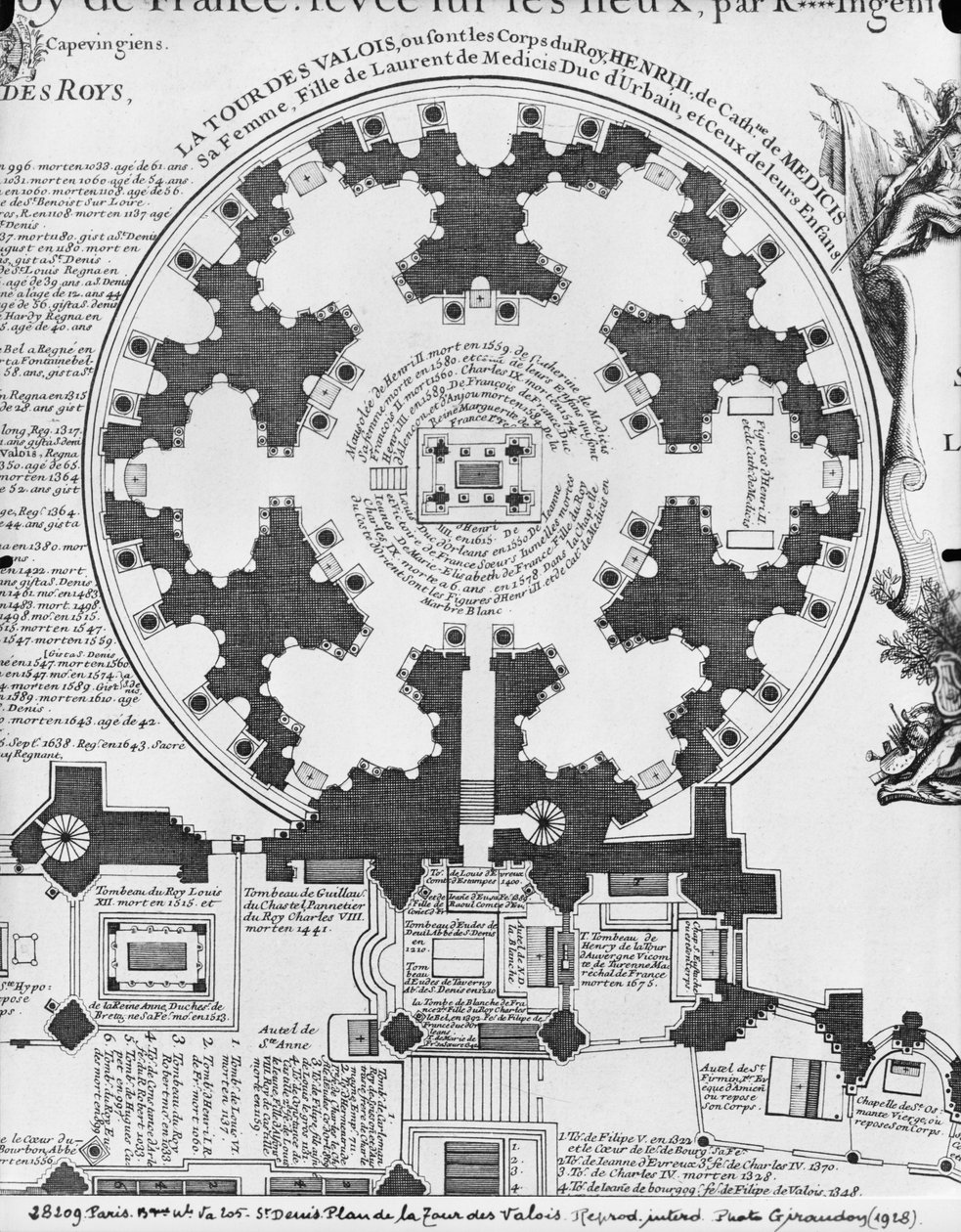 Basilica Saint-Denis，Valois Tower的计划，1705（另见242815） 作者 查尔斯·英瑟林