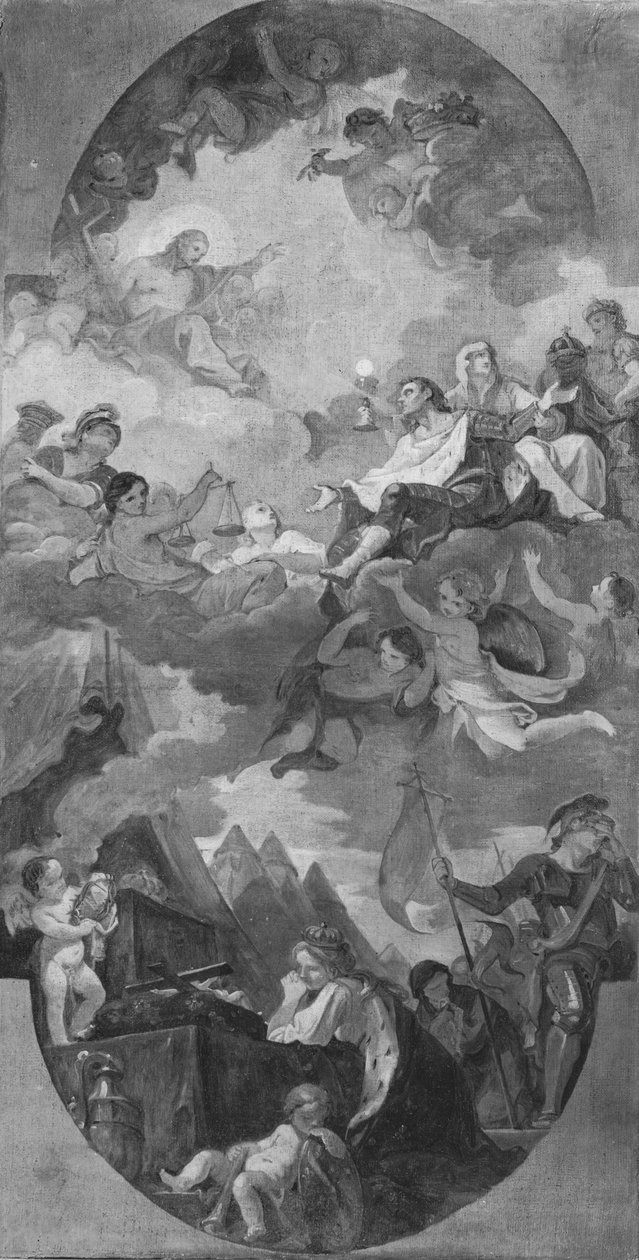 圣路易斯的典范，教会圣路易斯dei Francesi，罗马，1754-56的天花板的草图 作者 查尔斯·约瑟夫·纳托尔