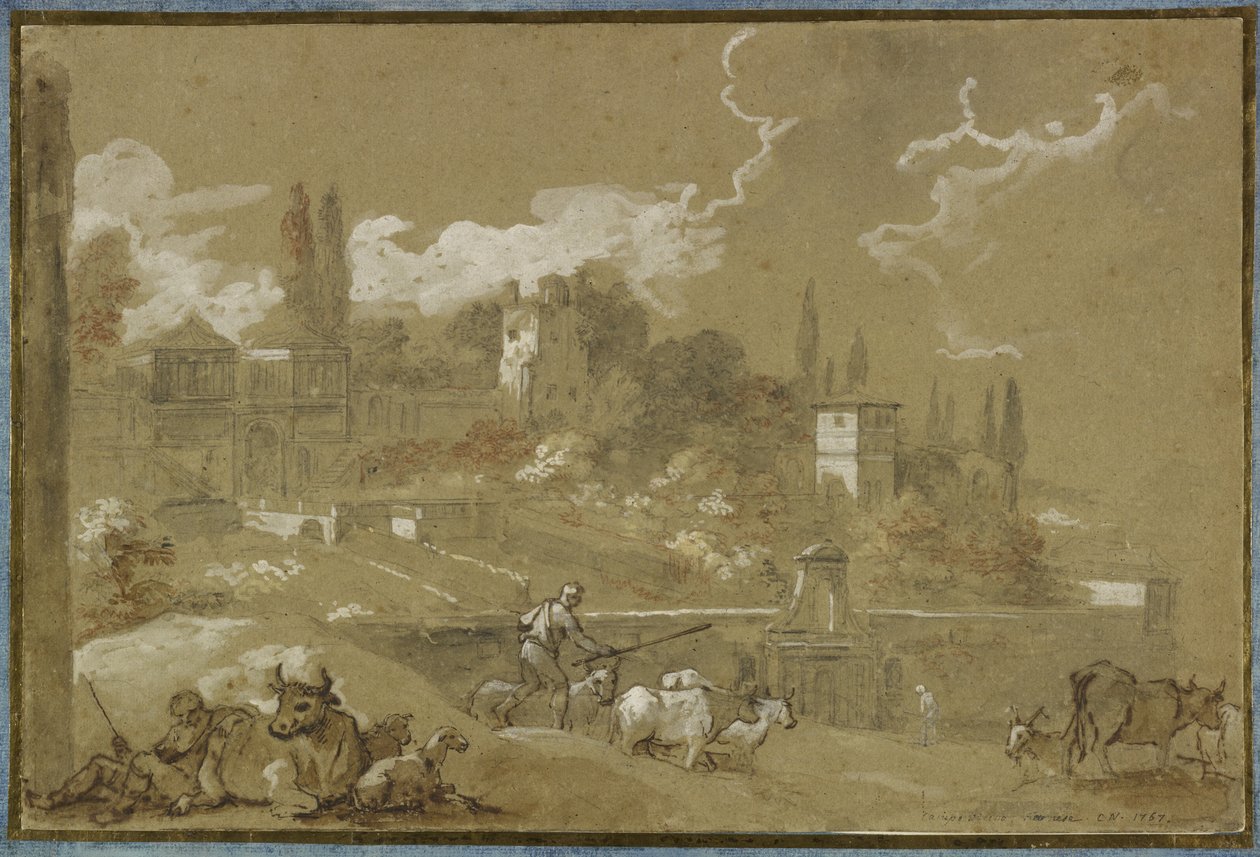 Campo Vacino，罗马，1767年看法 作者 查尔斯·约瑟夫·纳托尔