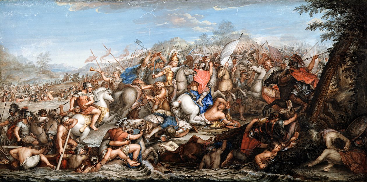Alexander Crossing the River Granicus（牛皮纸上的蛋彩画） 作者 查尔斯·勒布朗