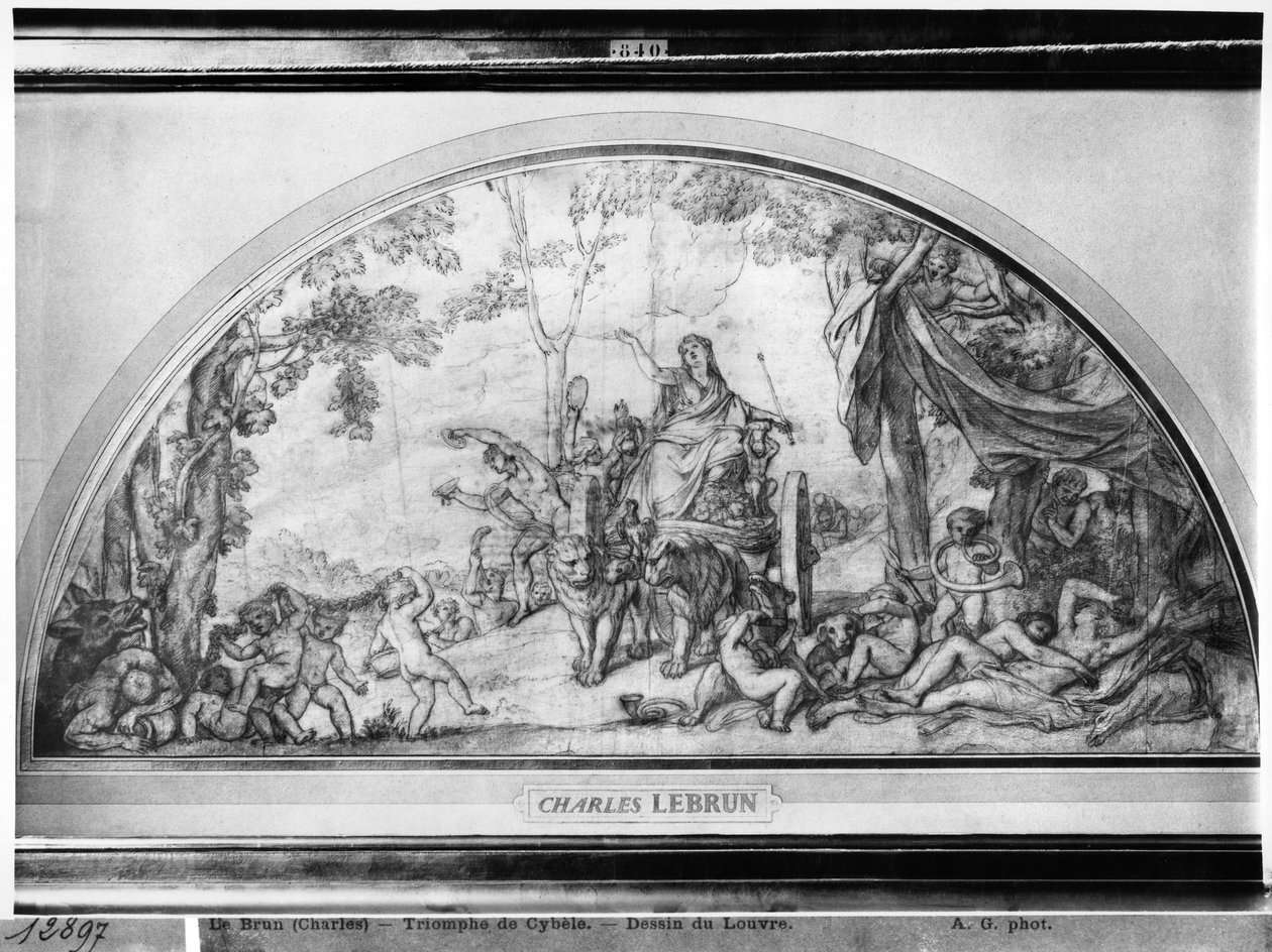 Cybele或重新唤醒地球，c.1663（米色纸上的笔和棕色墨水和皮埃尔黑） 作者 查尔斯·勒布朗