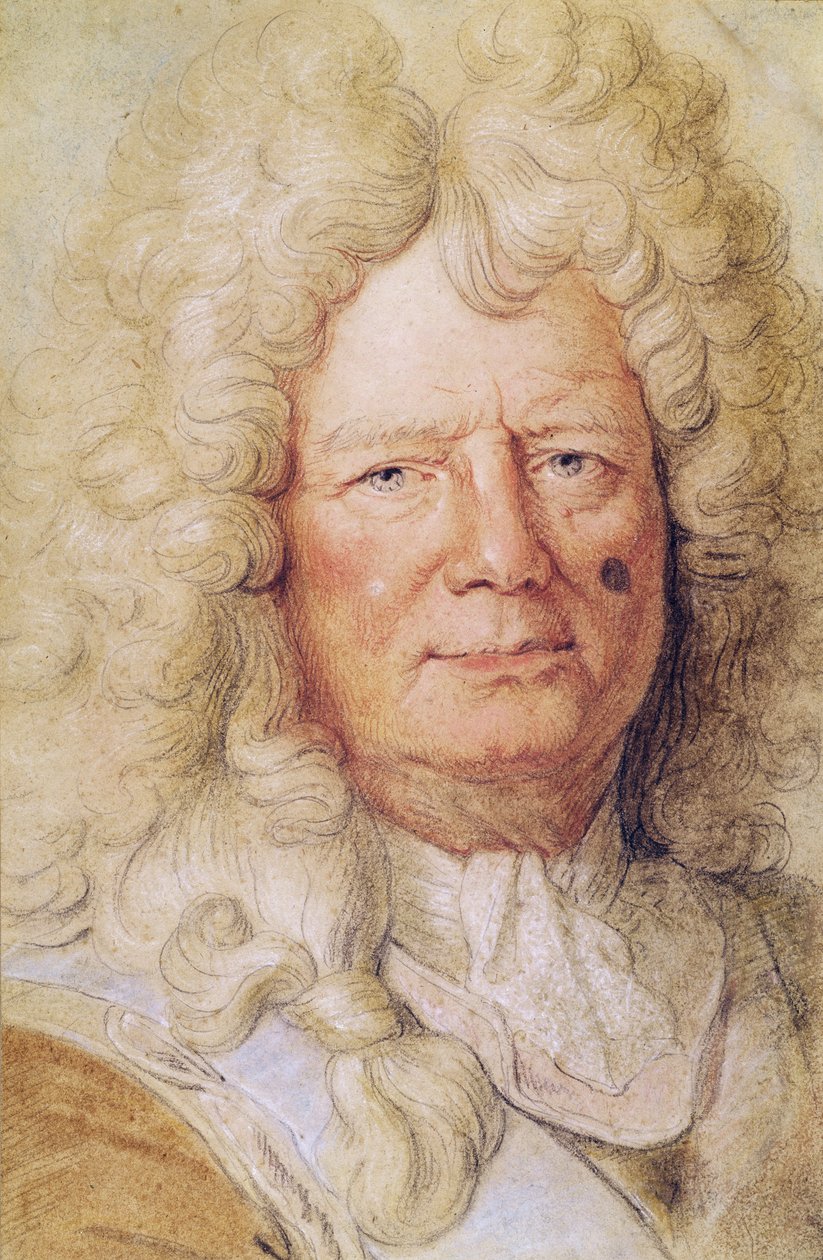 Sebastien the Prestre de Vauban（1633-1707）的肖像（纸上粉彩） 作者 查尔斯·勒布朗