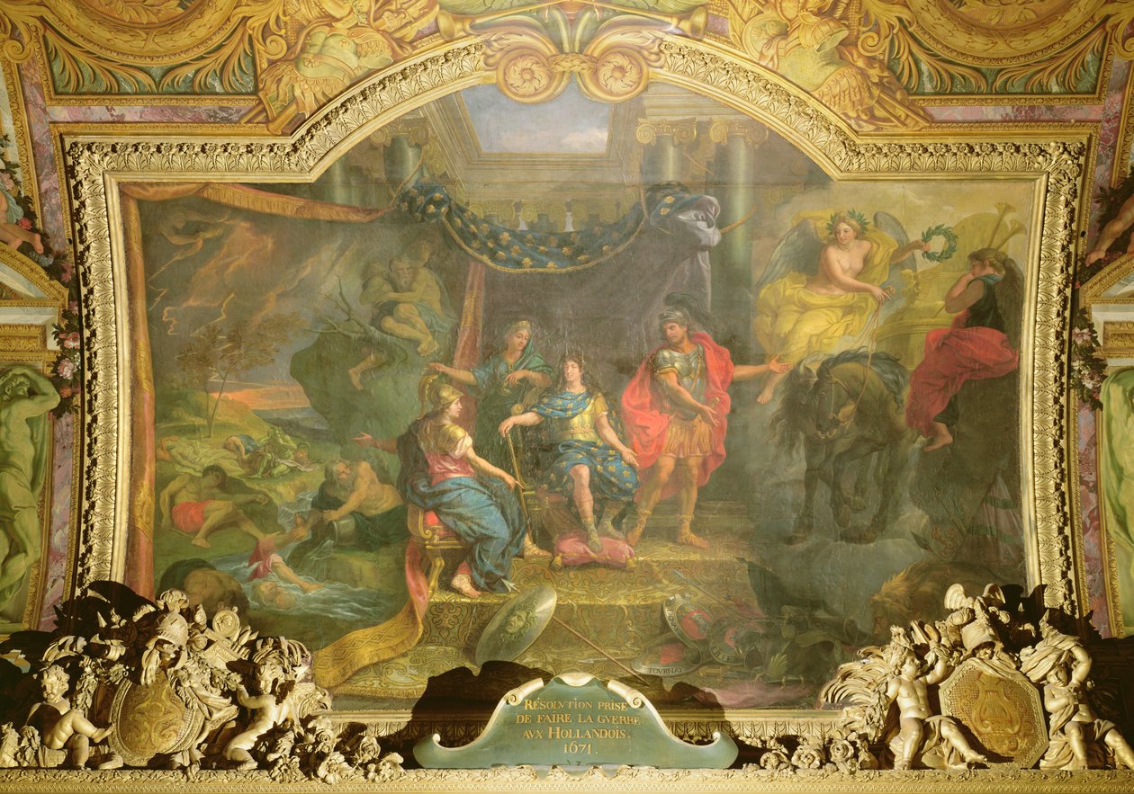 1671年决定在荷兰战争，Galerie des Glaces的天花板画 作者 查尔斯·勒布朗