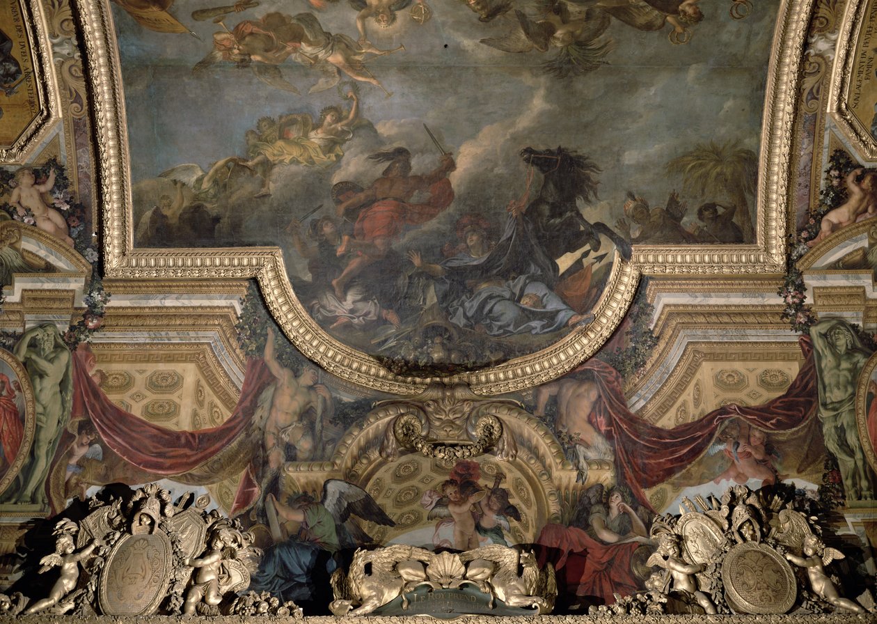 1673年，国王在十三天内拍摄梅斯特瑞特，Galerie des Glaces的天花板画 作者 查尔斯·勒布朗
