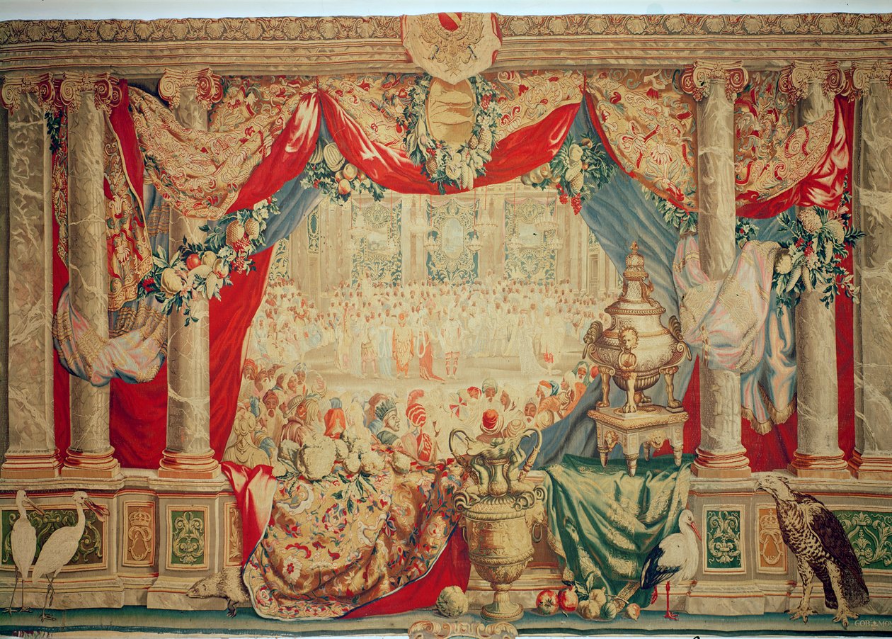 2月，来自挂毯系列&39;The Months or Royal Residences&39;，由路易十四的Gobelins工作室（挂毯）制作，c.1699 作者 查尔斯·勒布朗