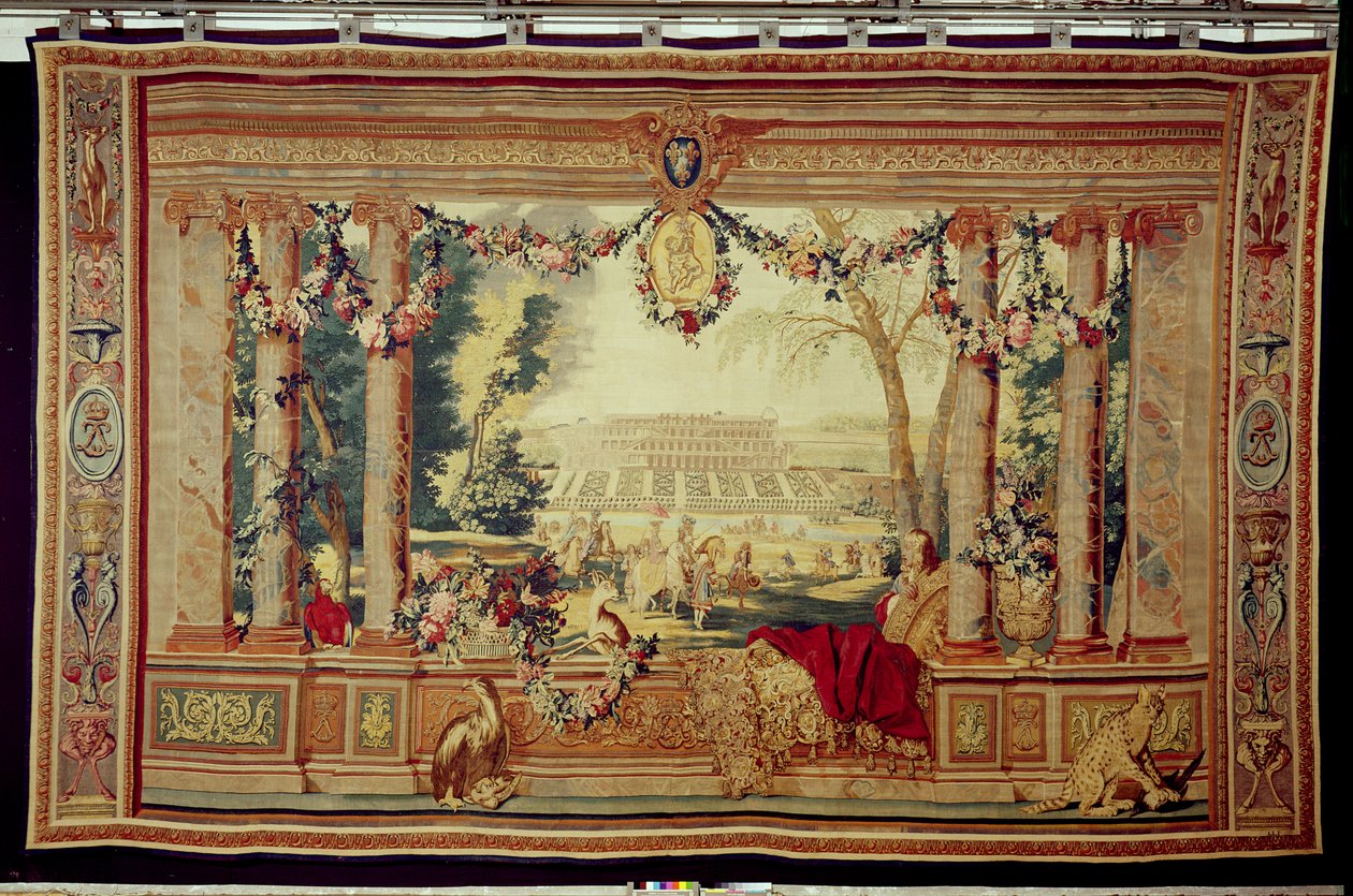 5月，圣日耳曼昂莱城堡，来自挂毯系列“The Months or Royal Residences”，在路易十四的Gobelins工作室（挂毯）中制作 作者 查尔斯·勒布朗