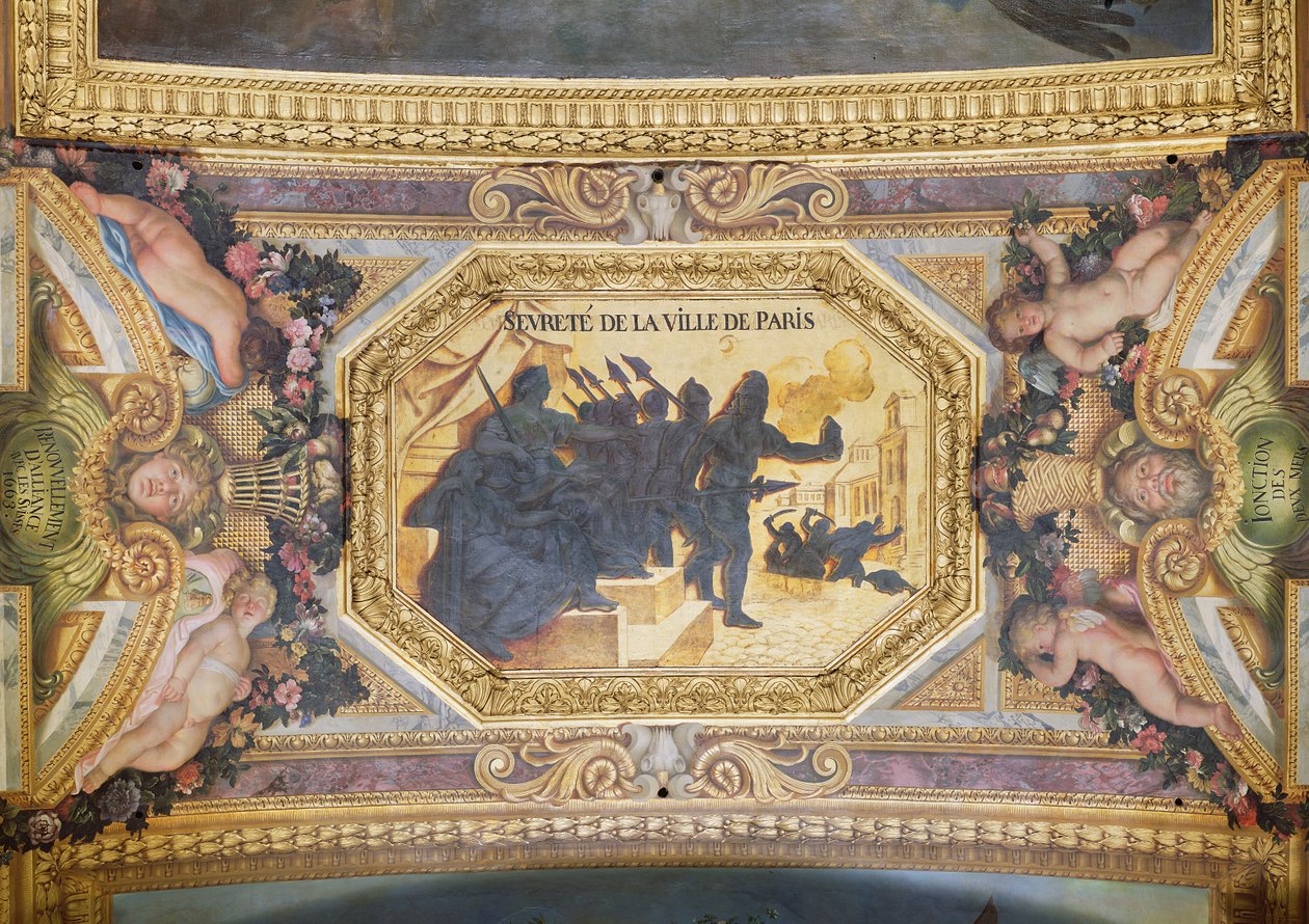 巴黎的抵抗，Galerie des Glaces的天花板画 作者 查尔斯·勒布朗