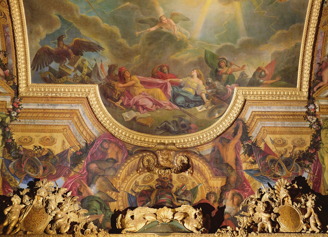 西班牙的战略被根特拍摄，Galerie des Glaces的天花板画 作者 查尔斯·勒布朗