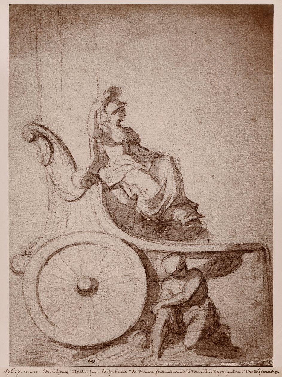 胜利的法国，c.1674（皮埃尔和纸上的灰色洗） 作者 查尔斯·勒布朗