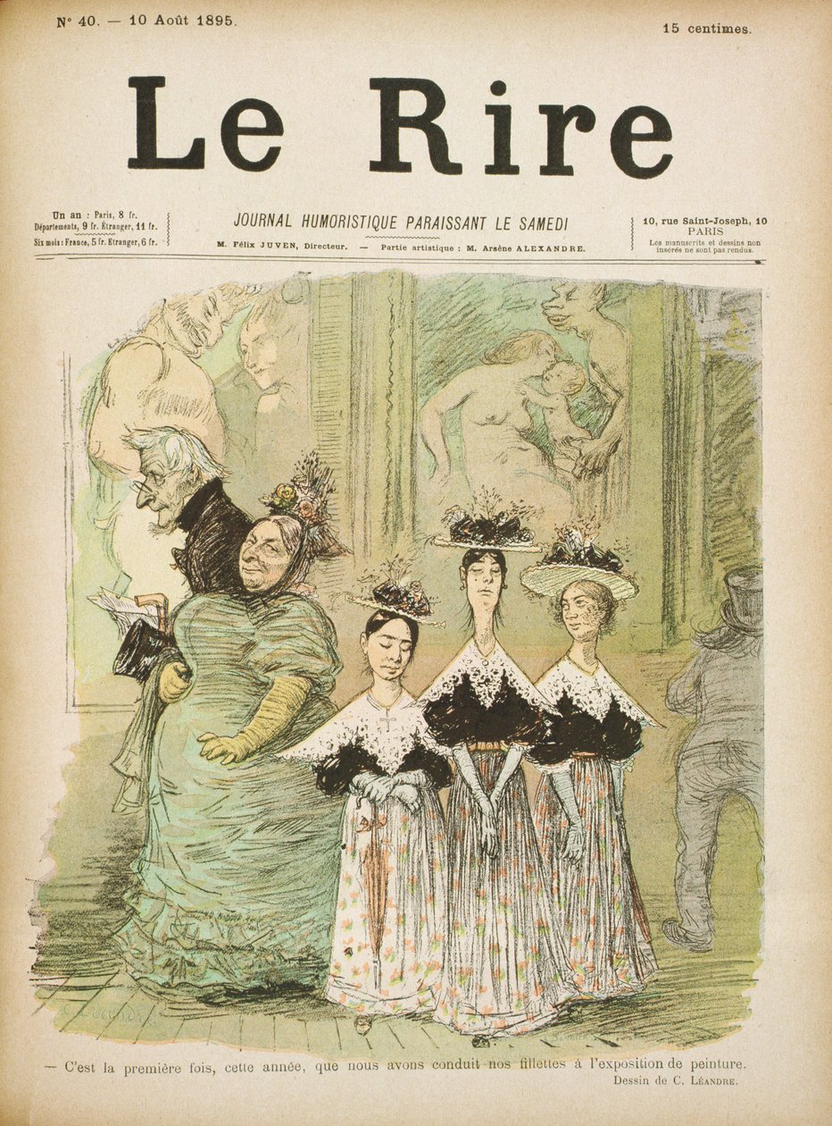 在沙龙，&39;Le Rire&39;的封面，1895年8月10日 作者 查尔斯·莱安德烈