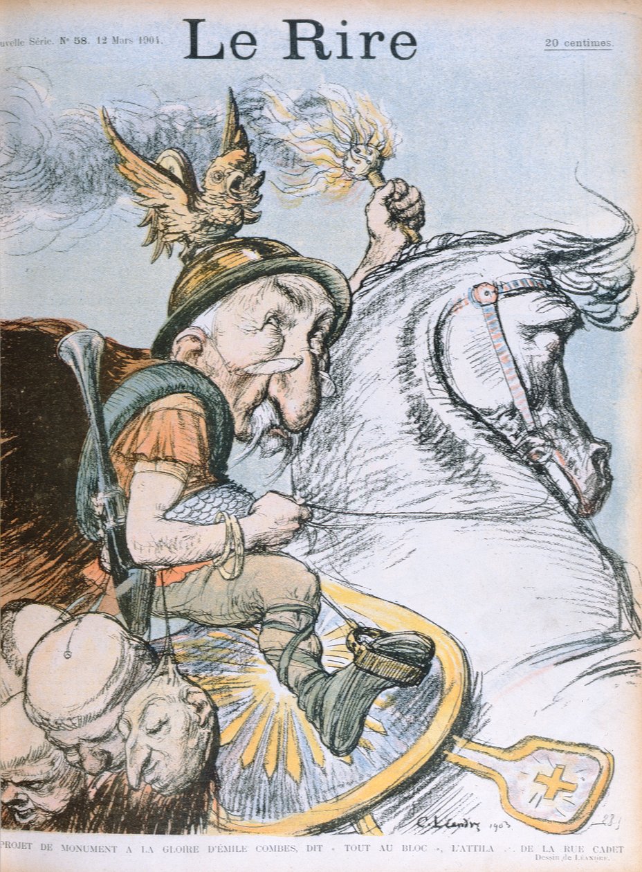 Emile Combic的漫画，1903年3月12日的“笑声”杂志的封面 作者 查尔斯·莱安德烈