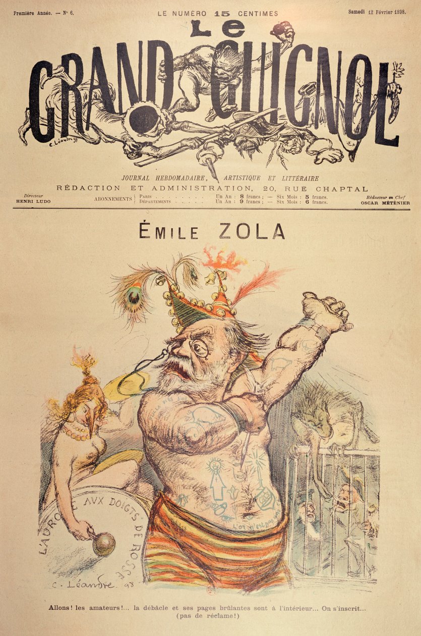 Emile Zola漫画（1840-1902）插图&39;Le Grand Guignol&39;封面，1898年 作者 查尔斯·莱安德烈