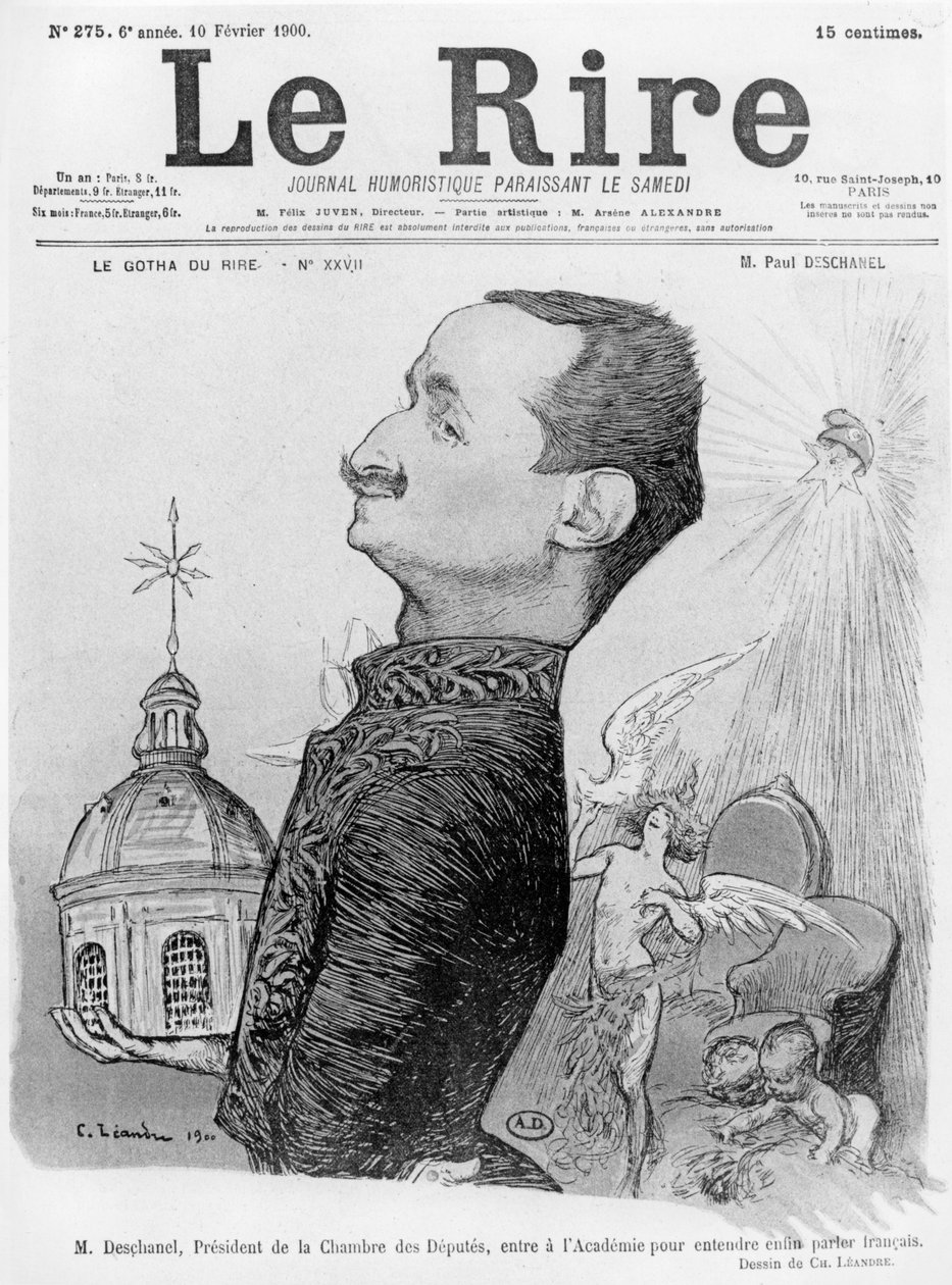1900年2月10日，来自&39;Le Rire&39;的Paul Deschanel的漫画 作者 查尔斯·莱安德烈