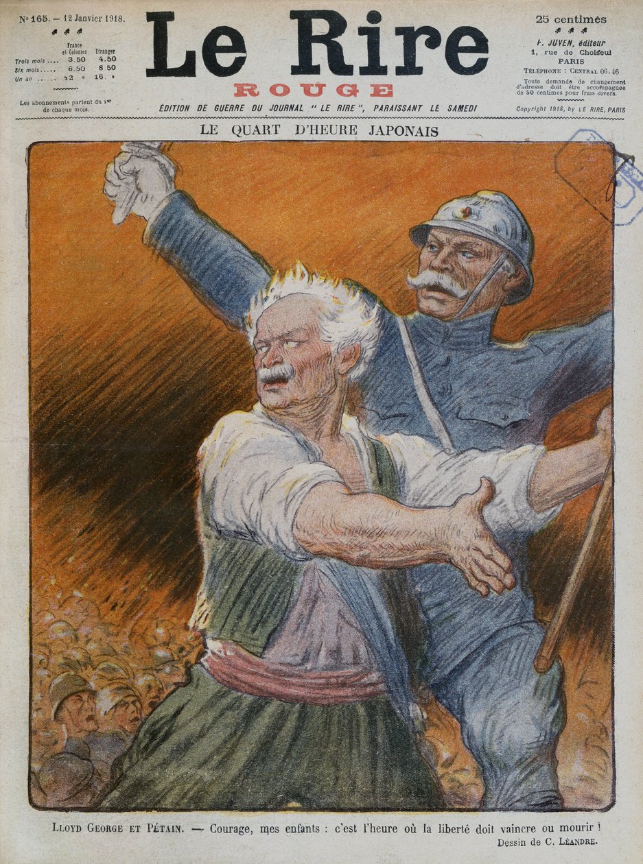 David Lloyd George和Petain，封面插图来自&39;Le Rire Rouge&39;，1918年1月12日 作者 查尔斯·莱安德烈