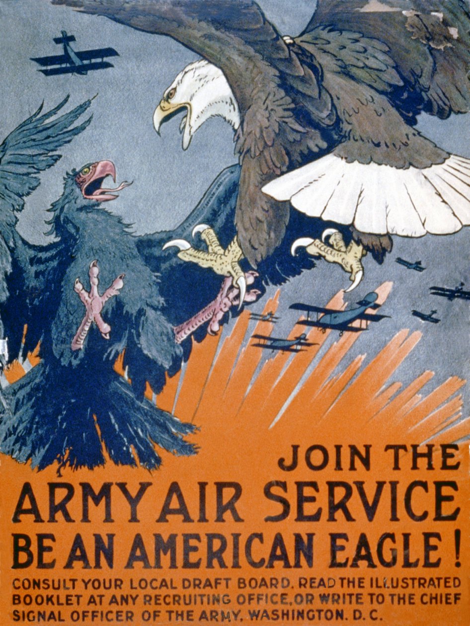 加入陆军航空服务，成为美国老鹰！，c.1917 作者 查尔斯·利文斯顿·布尔